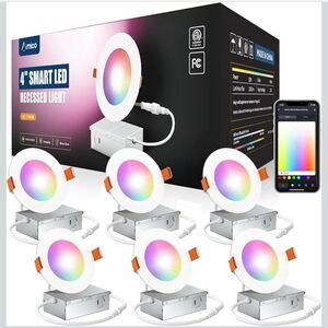 Aminco 4" Smart LED Recessed Downlight — White with Multicolor RGB